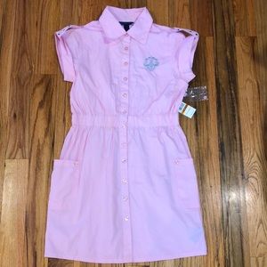 NEW  Dereon baby pink button down poplin shirt dress L